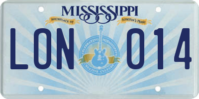 MS license plate LON014