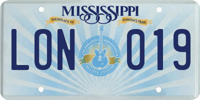 MS license plate LON019