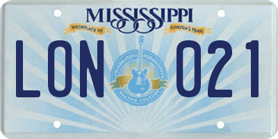 MS license plate LON021