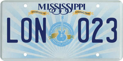 MS license plate LON023