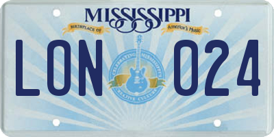 MS license plate LON024