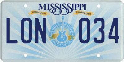 MS license plate LON034