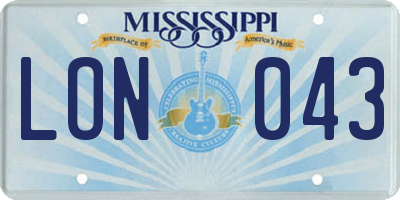 MS license plate LON043