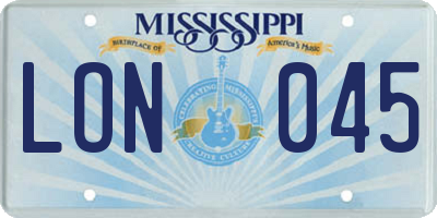MS license plate LON045