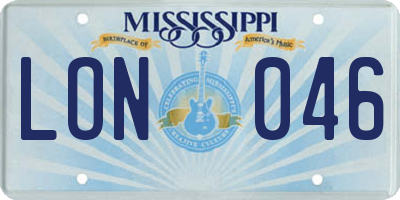 MS license plate LON046