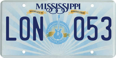 MS license plate LON053