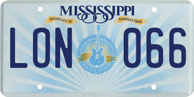 MS license plate LON066