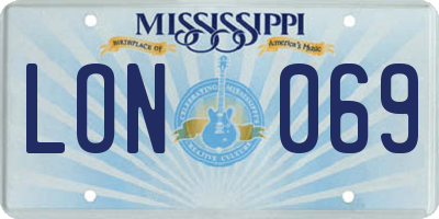 MS license plate LON069