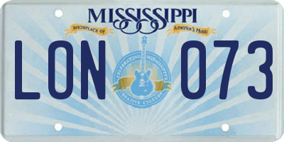 MS license plate LON073