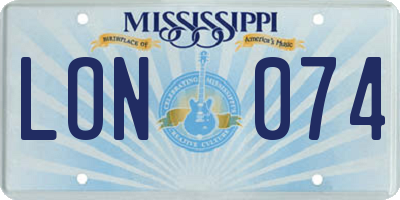 MS license plate LON074