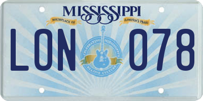 MS license plate LON078