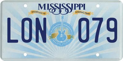 MS license plate LON079