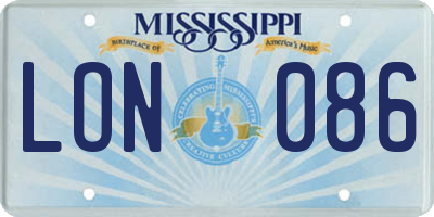 MS license plate LON086