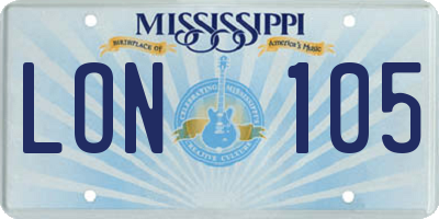 MS license plate LON105