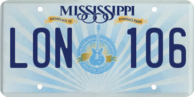 MS license plate LON106