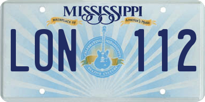 MS license plate LON112