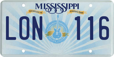 MS license plate LON116