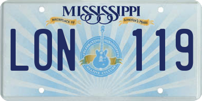 MS license plate LON119