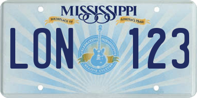 MS license plate LON123