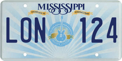 MS license plate LON124