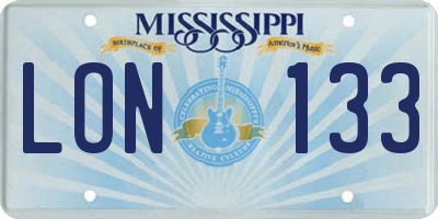 MS license plate LON133