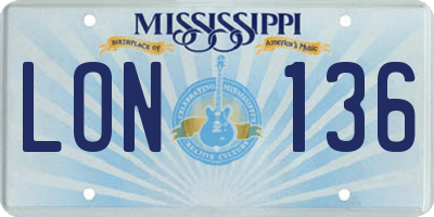 MS license plate LON136