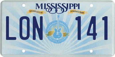 MS license plate LON141