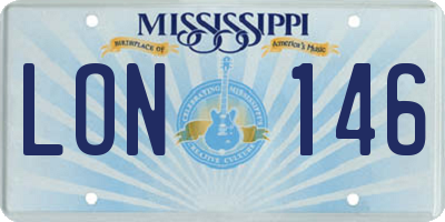 MS license plate LON146