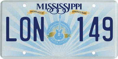 MS license plate LON149