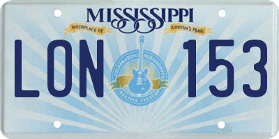 MS license plate LON153