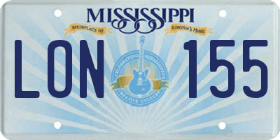 MS license plate LON155