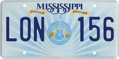 MS license plate LON156