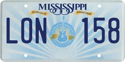MS license plate LON158