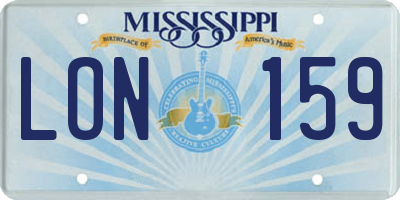 MS license plate LON159