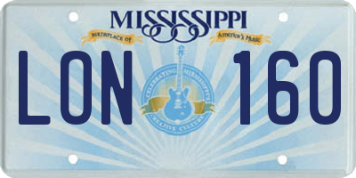MS license plate LON160