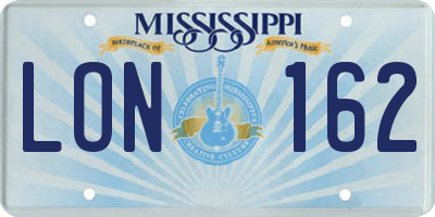 MS license plate LON162