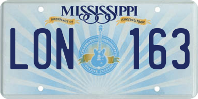 MS license plate LON163