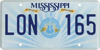 MS license plate LON165