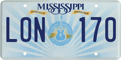 MS license plate LON170