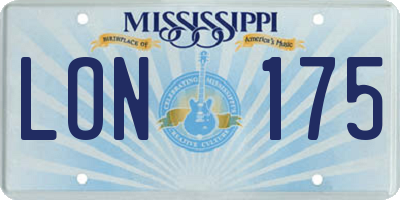 MS license plate LON175