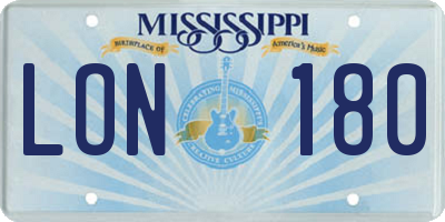 MS license plate LON180