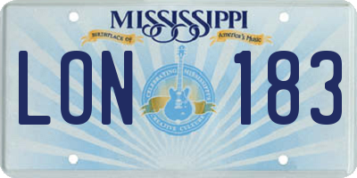MS license plate LON183