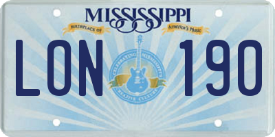 MS license plate LON190