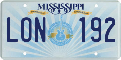 MS license plate LON192