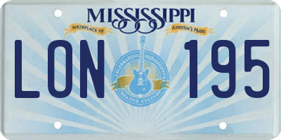 MS license plate LON195
