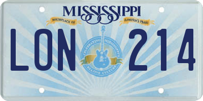 MS license plate LON214