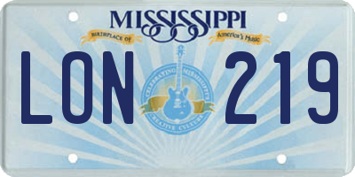 MS license plate LON219
