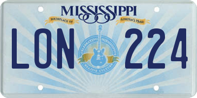 MS license plate LON224