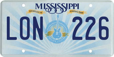 MS license plate LON226