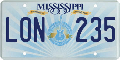 MS license plate LON235